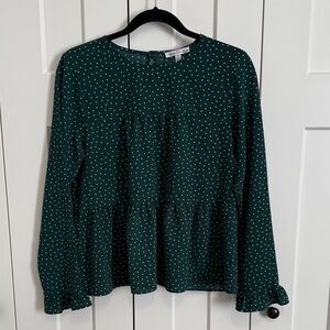 Moa Moa Dark Green Polka Dot Blouse